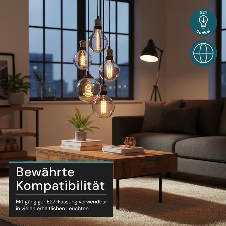 Produktbild Luxula LED-Filament-Lampe, Line Smoke, E27, 2W, 40lm, 1800K (E27, 40 lm, 1x)
