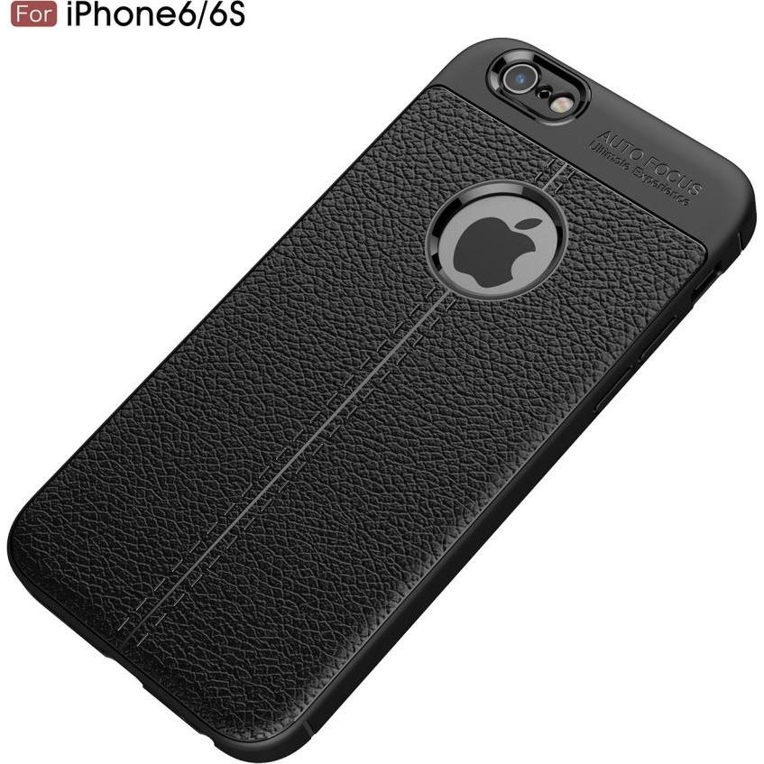 Thumbnail - Screenguard Apple iPhone 6/6S Hülle Leather Design TPU Cover (Apple iPhone 6), Smartphone Hülle, Schwarz