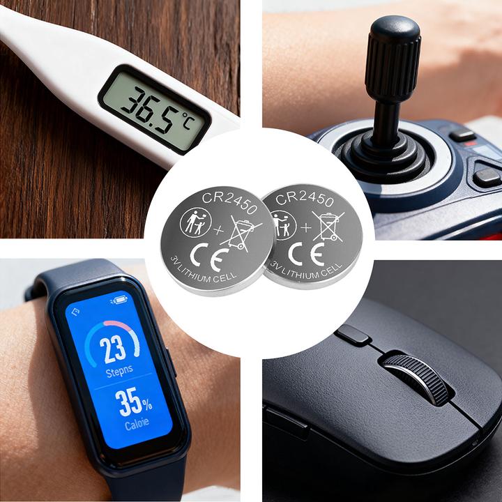 Produktbild Ideoon 10er Set CR2450 Lithium Knopfzellen 3V Batterien, 620 mAh hohe Kapazität (10 Stk., CR2450, 620 mAh)