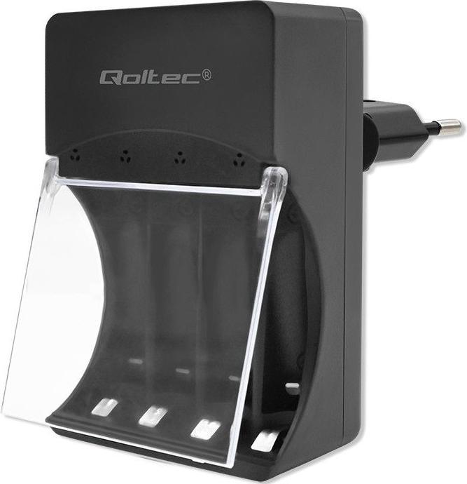 Image du produit Qoltec 50653 Chargeur de batterie pour Ni-MH type R03/AAA R6/AA (1 pcs, AAA, AA, 3000 mAh)