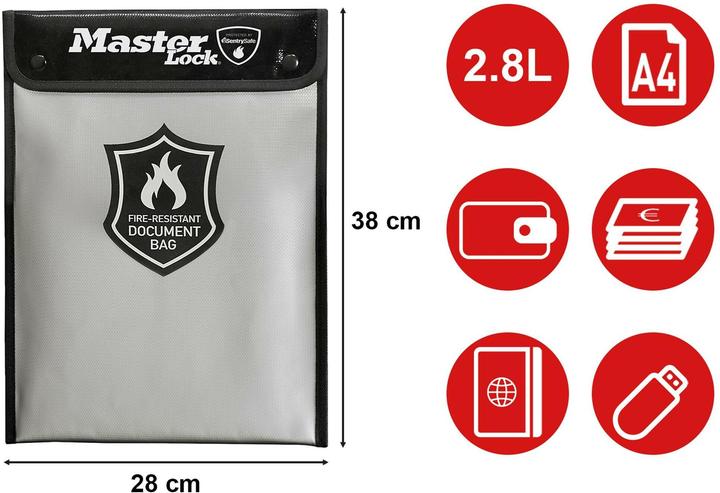 Immagine prodotto Master Lock Borsa portadocumenti resistente al fuoco (1x)
