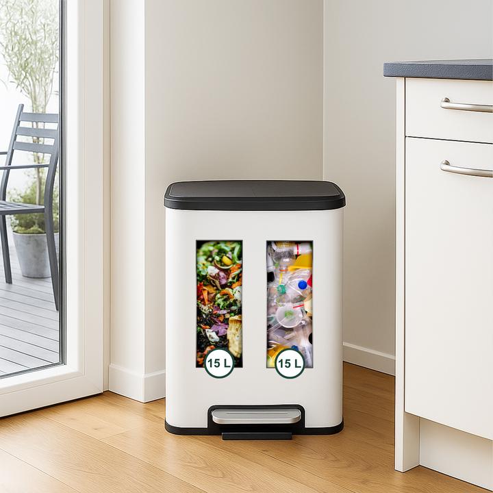 Produktbild Relaxdays Mülleimer mit 2 Fächern 2 x 15 Liter (30 l)
