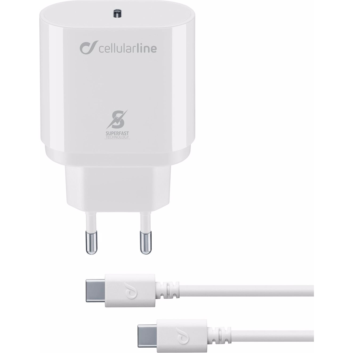 Cellularline ACHSMKITC2CPD25WK Ladegerät für Mobilgeräte Schwarz Indoor (25 W), USB Ladegerät, Schwarz