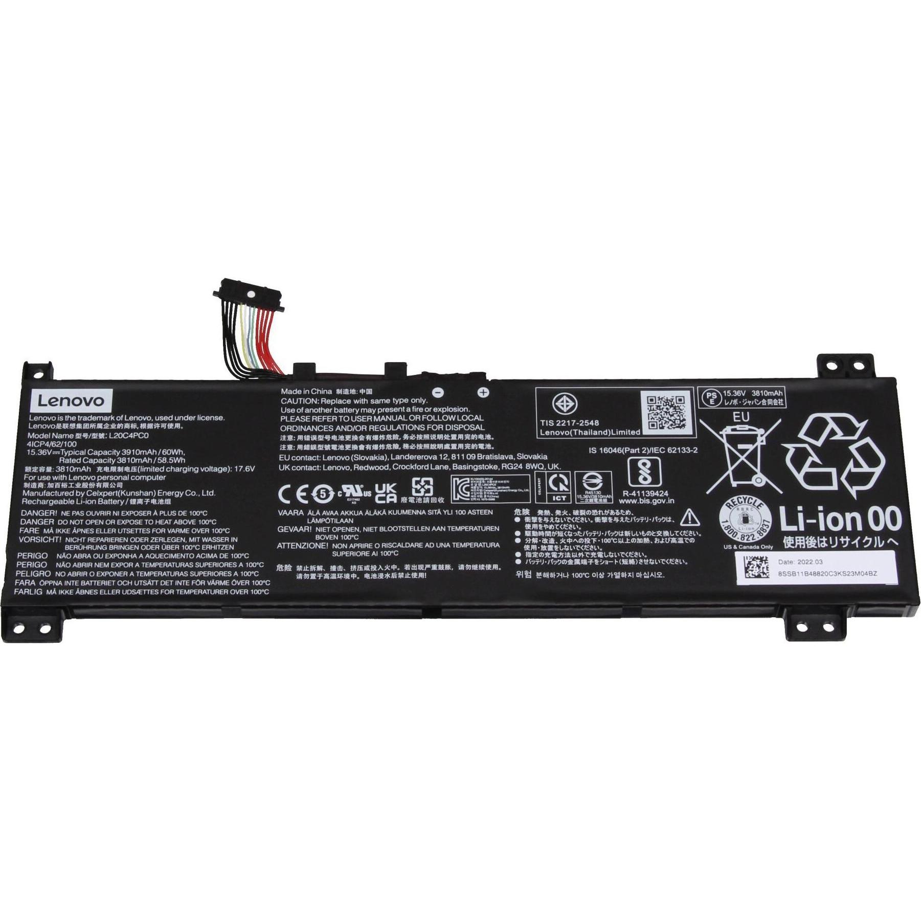 Lenovo 5B11B48819 (4 Zellen, 3910 mAh), Notebook Akku