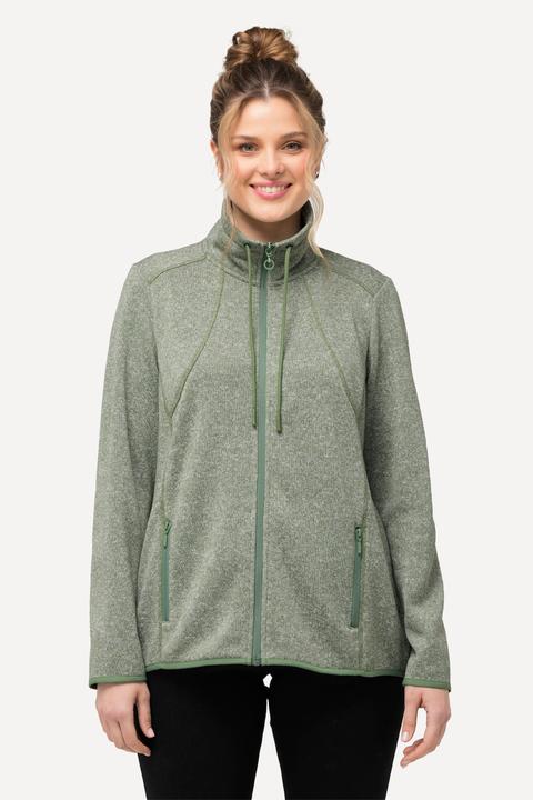 Image du produit Ulla Popken Veste en maille polaire, motif losantes, col montant et poches zippées (56)