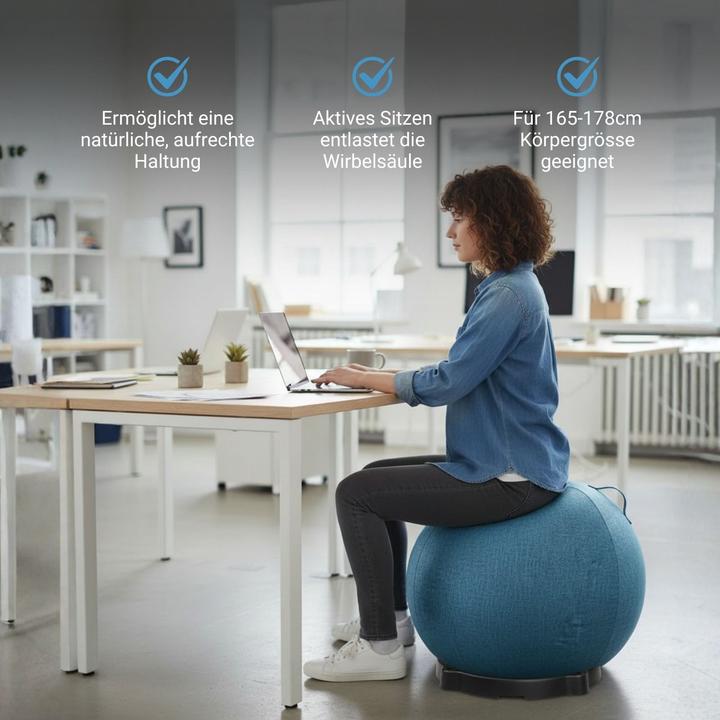 Produktbild Hermex Sitzball mit Schutzhülle Yoga-Ball Gymnastikball Fitnessball (65 cm)