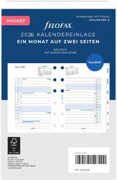 Actual product image Filofax PO MONAT/2SEIT+REGISTER. (1 month / 2 pages)