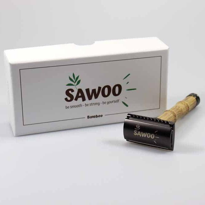 Immagine prodotto Sawoo Rasoio di bambù in ottone e legno di bambù con 10 lamette incluse