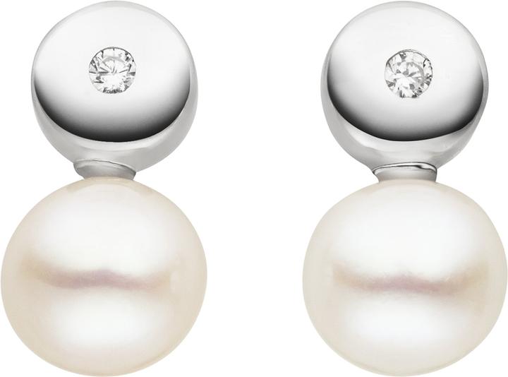 Adriana la mia Perla Ohrestecker mit Süsswasser Perlen (Zirkonia, Perlen, Silber 925)