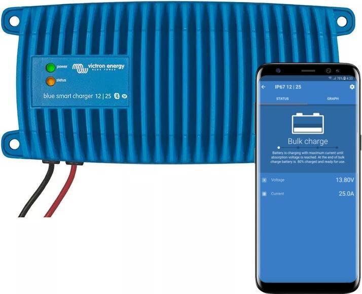 Productafbeelding Victron Energy Blauwe Smart IP67 Lader 12/25 (1+Si) (met Bluetooth) (12V, 25 A)