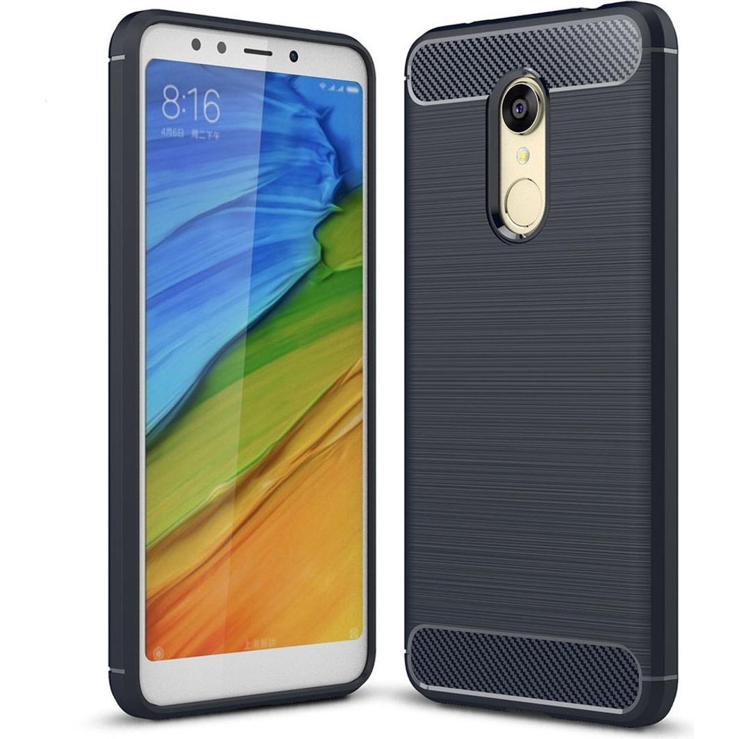 König Design Hülle Handy Schutz für Xiaomi Redmi Note 5 Case Cover Bumper Carbon Optik Blau (Xiaomi Redmi Note 5), Smart...