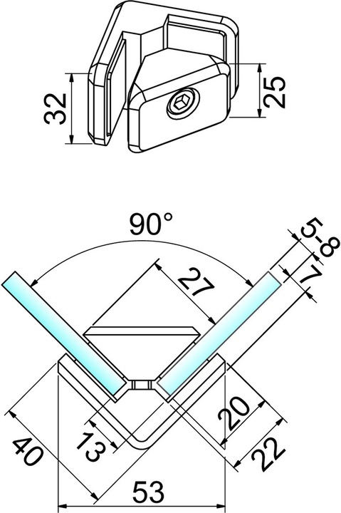 Produktbild Pauli+Sohn Glasplattenverbinder 90° (1 Stk.)