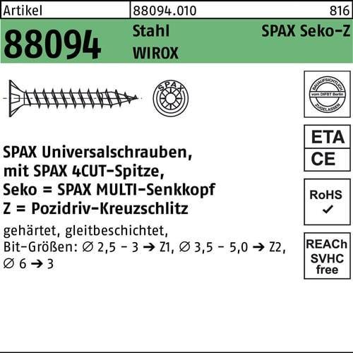 Actual product image Spax Senkmultikopf Kreuzschlitz Z2 Vollgewinde Wirox (1000 Screws per piece, 4 x 35 mm)