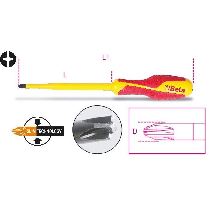 BETA, Cacciavite, 012750409 Schraubendreher Kombin. PH1+LPP