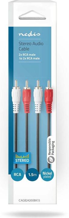 Productafbeelding Nedis Audiokabel Stereo 2X R AC Mannelijk - 2X RCA Mannelijk (1.50 m)