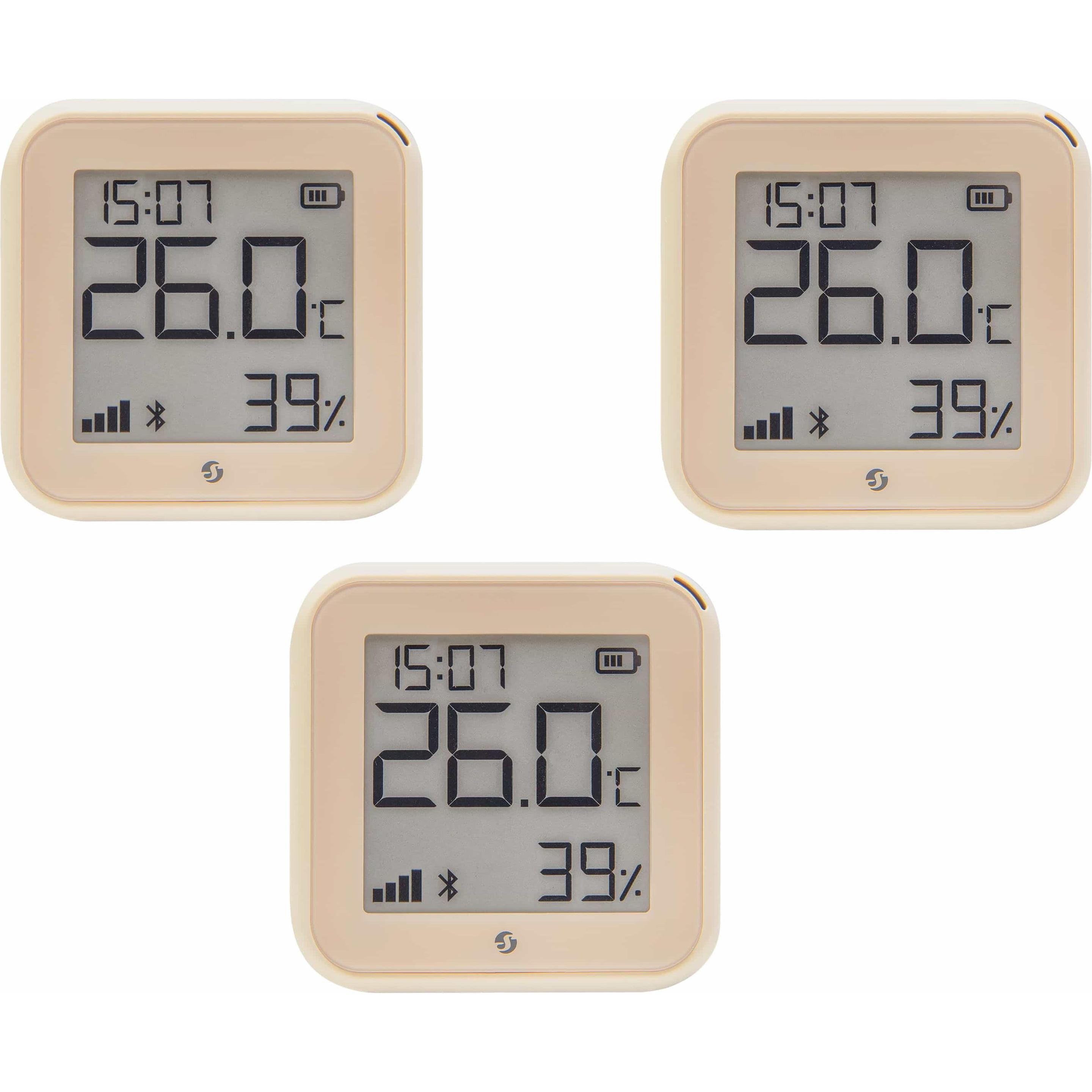 Shelly WLAN-Temperatur- u. Feuchtigkeitssensor Plus H&T Gen. 3, BT, Mokka, 3 Stück, Thermometer + Hygrometer, Braun
