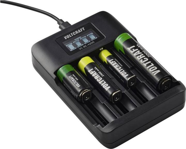 Produktbild Voltcraft VC-BC-4200 Rundzellen-Ladegerät NiMH, LiIon Mignon (AA), Micro (AAA) (1 Stk., 10440, 14500, 16340, 17500, 17670, 18350, 18490, 18650, AA, AAA)