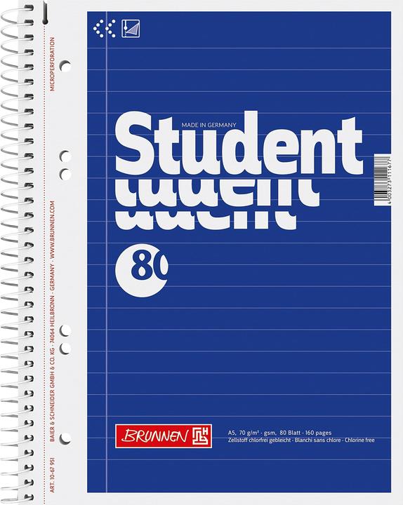 Produktbild Brunnen Collegeblock Student (A5, Liniert)