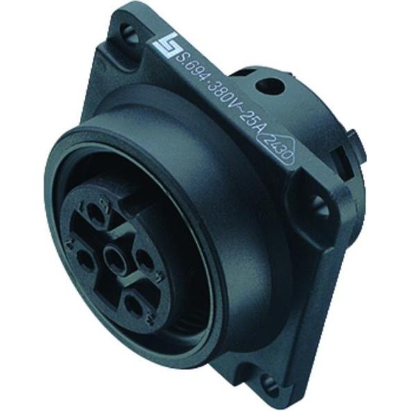Schubiger Serie 693 13 pole RD30 power female panel mount, Elektronikkabel + Stecker, Schwarz