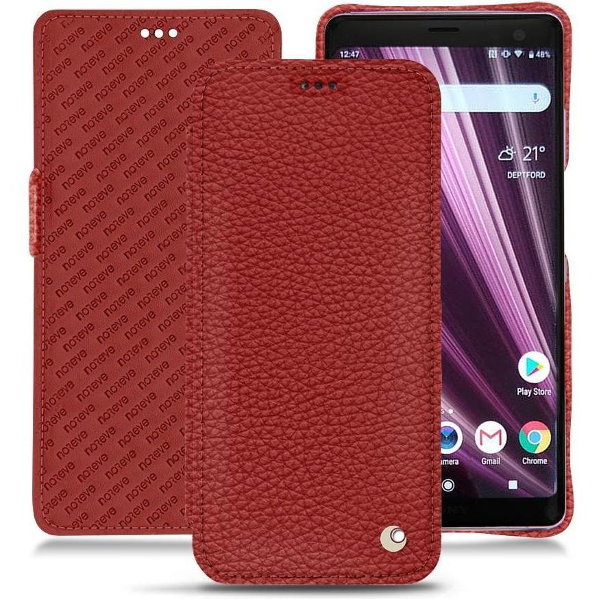 Noreve Lederschutzhülle horizontal (Sony Xperia XZ3), Smartphone Hülle, Rot