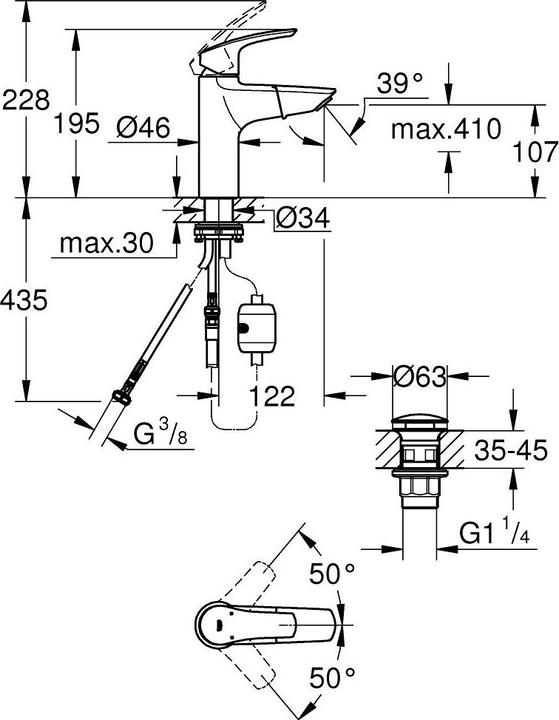 Produktbild Grohe EH-WTbatt EUROSMART 1/2Zoll MSize herausziehbarer Auslauf ch