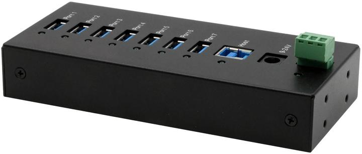 Actual product image Exsys 7 port USB 3.2 Gen 1 HUB metal housing, incl. USB 3.0 cable, din-rail and wall m (USB-B, 7 ports)
