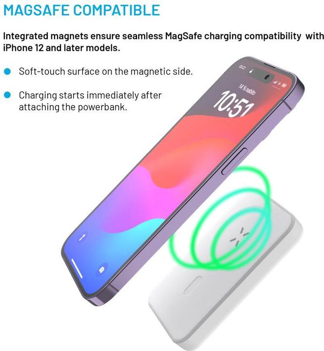 Produktbild Fixed MagZen Trådløs PD 20W Power Bank 6.000 mAh Hvid Powerbank - Hvid - 6000 mAh (6000 mAh, 20 W, 22.20 Wh)