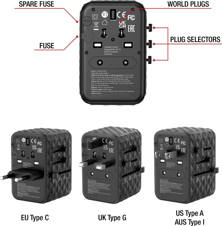 Produktbild Verbatim Universal-Reiseadapter