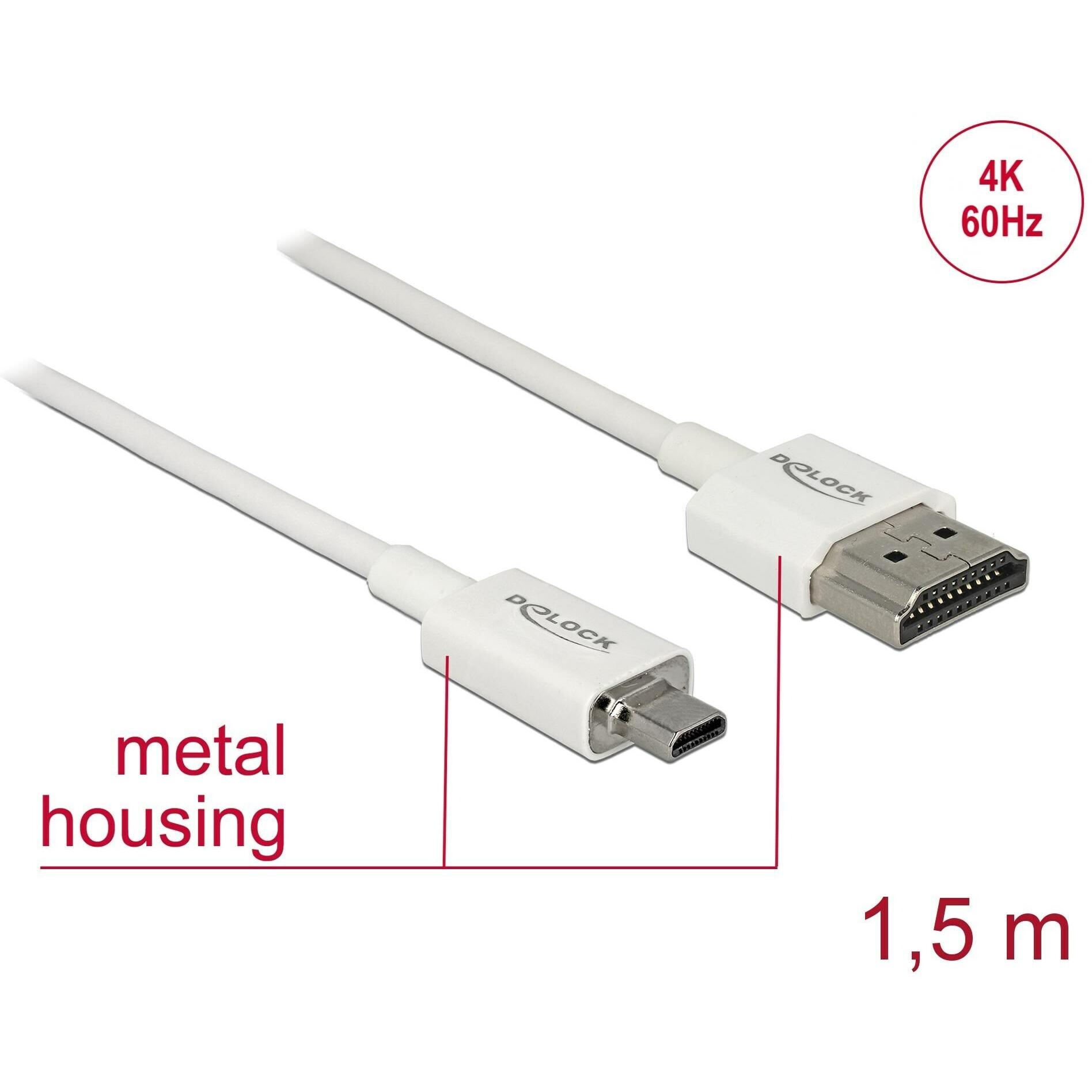 Thumbnail - Delock HDMI (Typ A) — micro HDMI (Typ D) (1.50 m, HDMI), Video Kabel