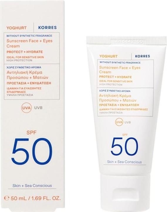 Actual product image Korres YOGHURT Unscented Face + Eyes Gel-Cream SPF50 50ml (Sun cream face, SPF 50, 50 ml)