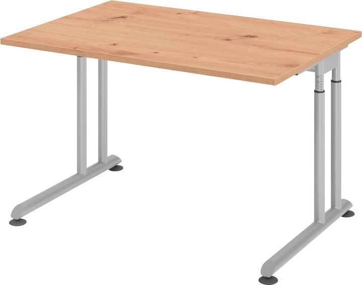 Produktbild Hammerbacher Schreibtisch C-Fuss 120x80cm Asteiche/Silber (120 x 80 cm)