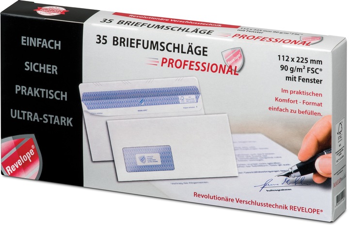 Produktbild Magni Professional Briefhüllen 112 x 225 mm selbstklebend Offset weiss 90 g/m² (FSC) mit Fenster (35 x)