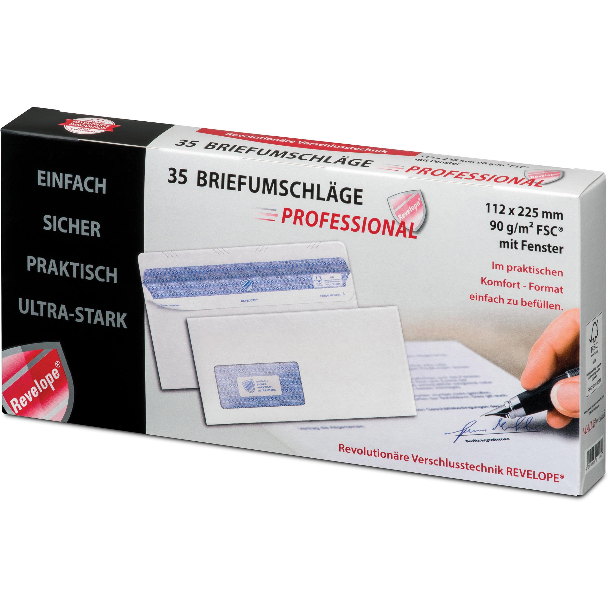 Thumbnail - Magni, Briefumschlag, Professional Briefhüllen 112 x 225 mm selbstklebend Offset weiss 90 g/m² (FSC) mit Fenster (35 x)