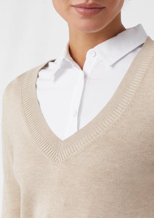 Produktbild Comma Strickpullover Strickpullover mit V-Ausschnitt und Rippdetails (40)