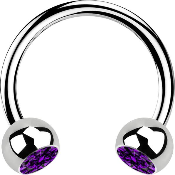 Produktbild Star Piercing Micro Circular Barbell silber mit zwei Kugeln Kristall violett (Chirurgenstahl 316L, ohne Messing)