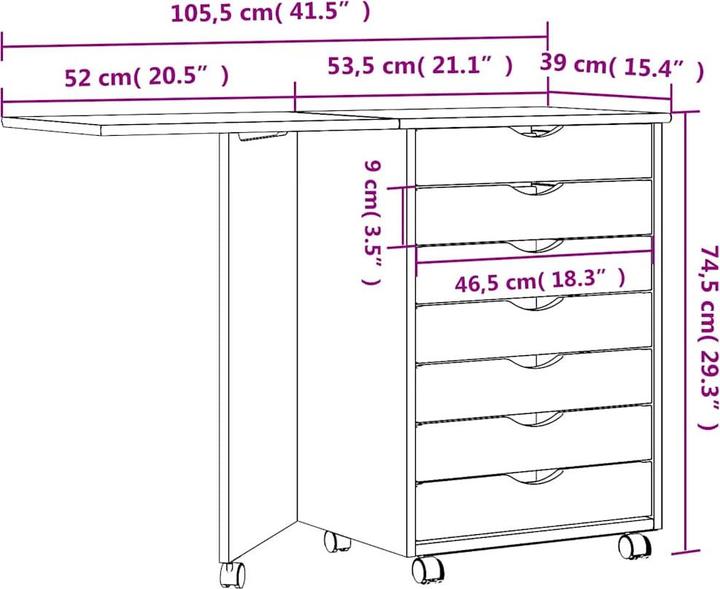 Produktbild VidaXL Rollschrank (105.5 x 39 x 74.5 cm)