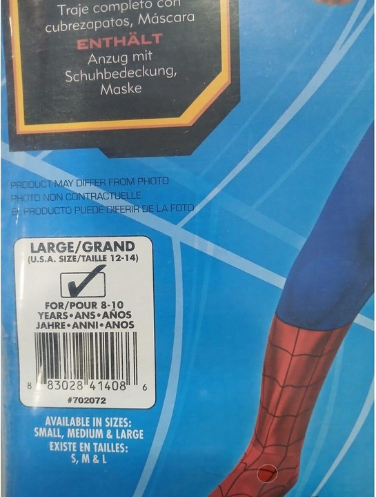 Immagine prodotto Rubies Costume da Spiderman per bambini con maschera e copriscarpe in tessuto (S)