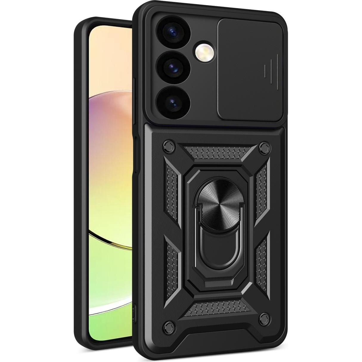Hurtel Hybrid Armor Camshield Hülle für Xiaomi POCO C65 / Redmi 13C Panzerhülle mit Kameraschutz - Schwarz (Xiaomi Poco ...