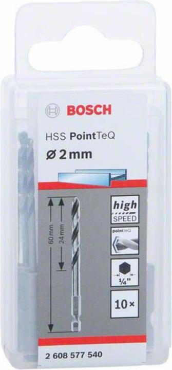 Produktbild Bosch Professional Zubehör HSS PointTeQ Sechskantbohrer 2 mm, 10-tlg. (2 mm)