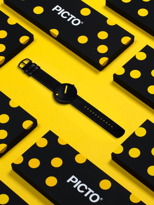 Produktbild Picto 43388-SET Unisex Uhr Black and Yellow 40mm 5ATM (Analoguhr, 40 mm)