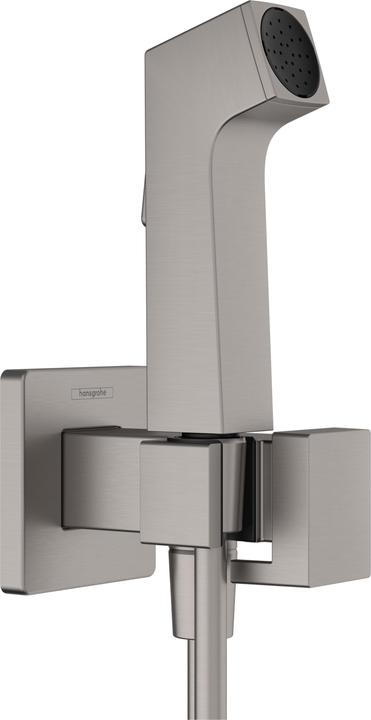 hansgrohe Bidetarmatur mit Brausegarnitur, Unterputz, Chrom schwarz gebürstet