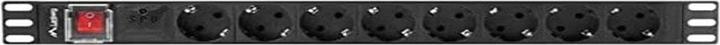 Actual product image Lanberg PDU 19inch 1U 16A 8x Shuko 2m