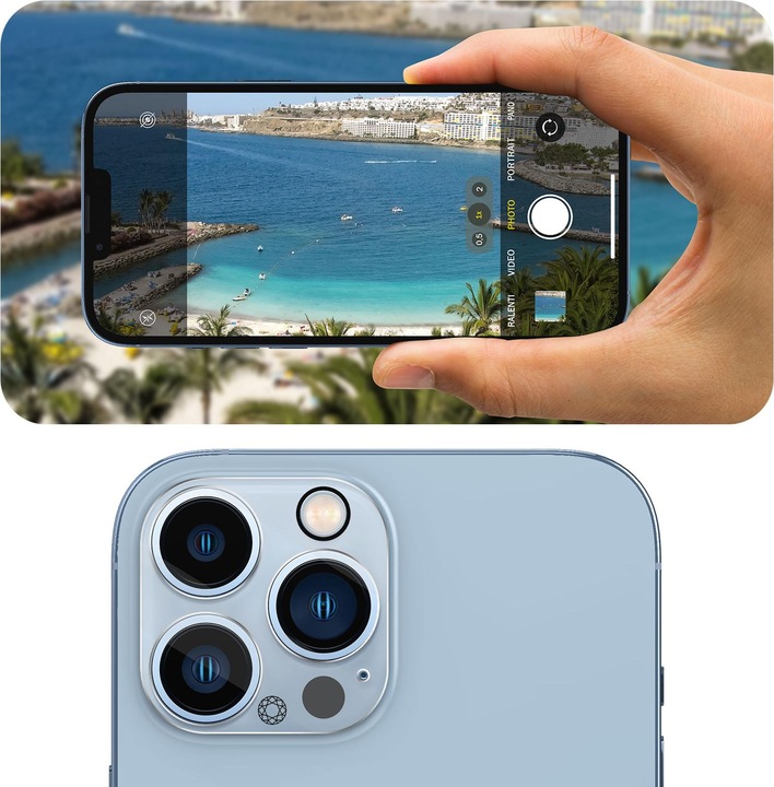 Actual product image Bigben Connected Rear camera film, camera glass, 9H+ hardness (1 Piece, Apple iPhone 13 Pro Max)
