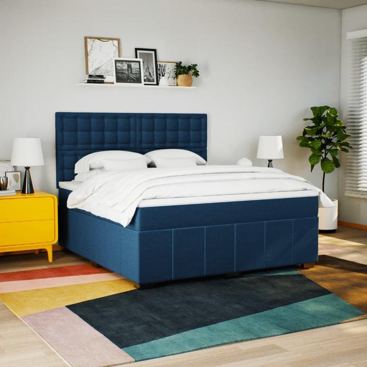 Actual product image vidaXL Boxspringbett mit Matratze Bett Doppelbett Polsterbett Blau 180x200cm (180 x 200 cm)