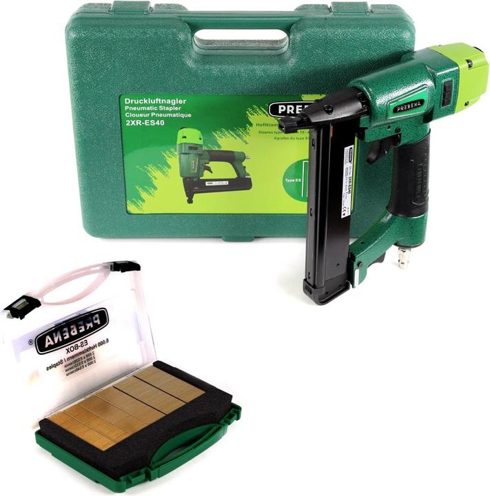 Actual product image Prebena 2XR-ES40 Stapler Compressed Air Nailer in Transport Case Type ES + 6000x CNKHA