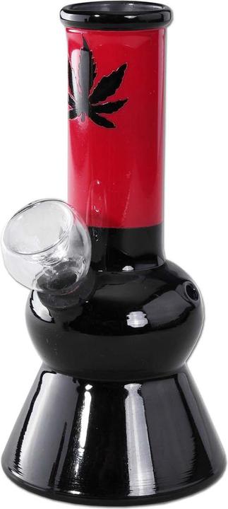 Black Leaf Minibong with Leaf Red Black 13.6cm