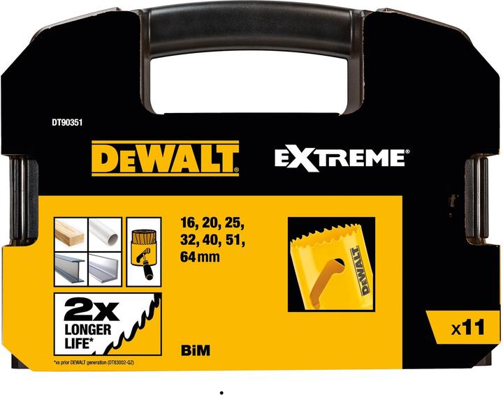 Produktbild DeWalt Lochsägen-Set (16 mm, 20 mm, 22 mm, 25 mm, 29 mm, 32 mm, 35 mm, 38 mm, 40 mm, 44 mm, 51 mm, 64 mm)