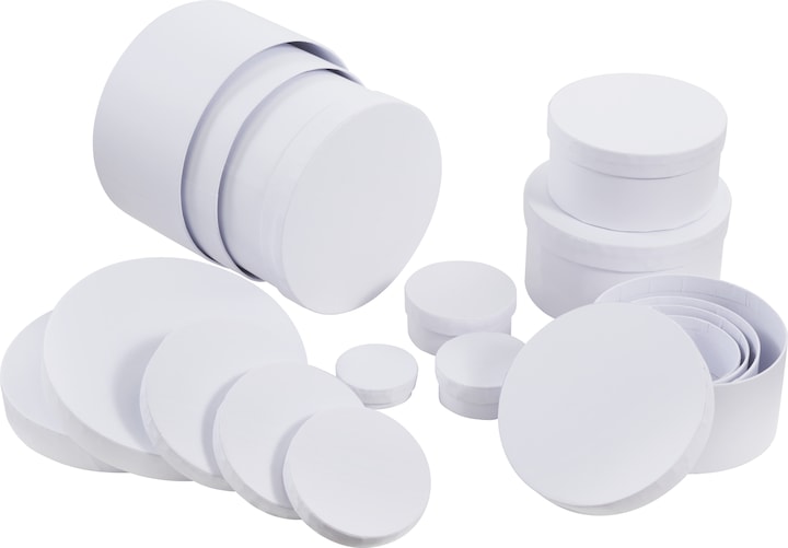 VBS XXL Pappschachteln "Rund", Weiss, 12er-Set (Geschenkbox, 12 x)
