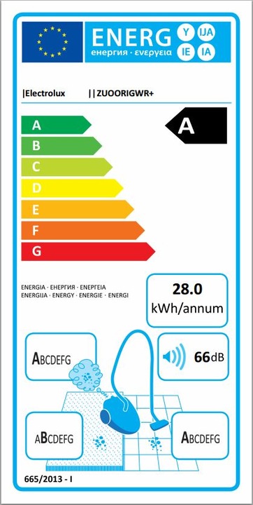 Energie-Label Electrolux Ultra One ZUOORIGWR+