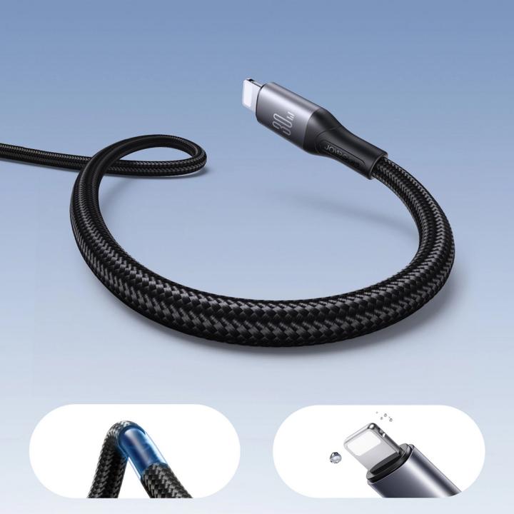 Actual product image Joyroom Flash Series Fast Charging USB-C to Lightning Cable 30W, 1m - Black (1 m, 30 W)